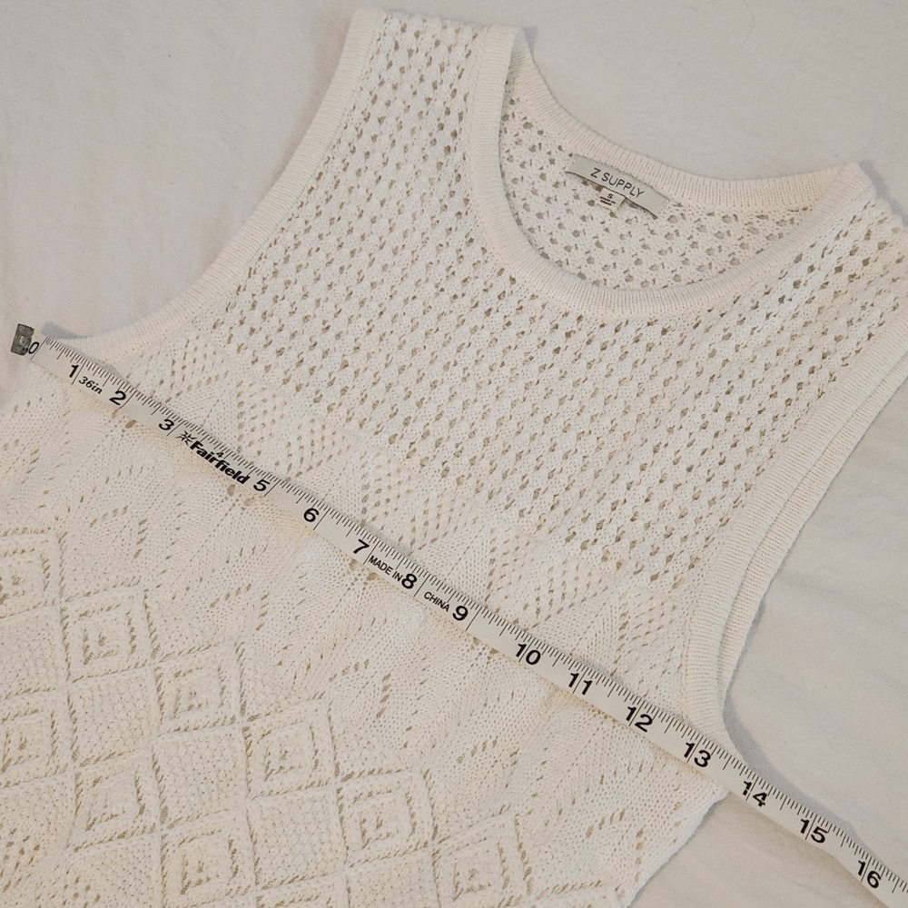 Z Supply Mallorca Crochet Midi Dress Tank White Cream Knit S ZD241249 Resort - Picture 10 of 16